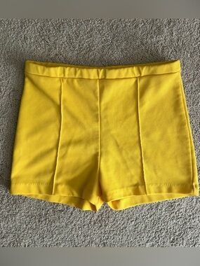 Vintage Yellow High Waist Mini Shorts